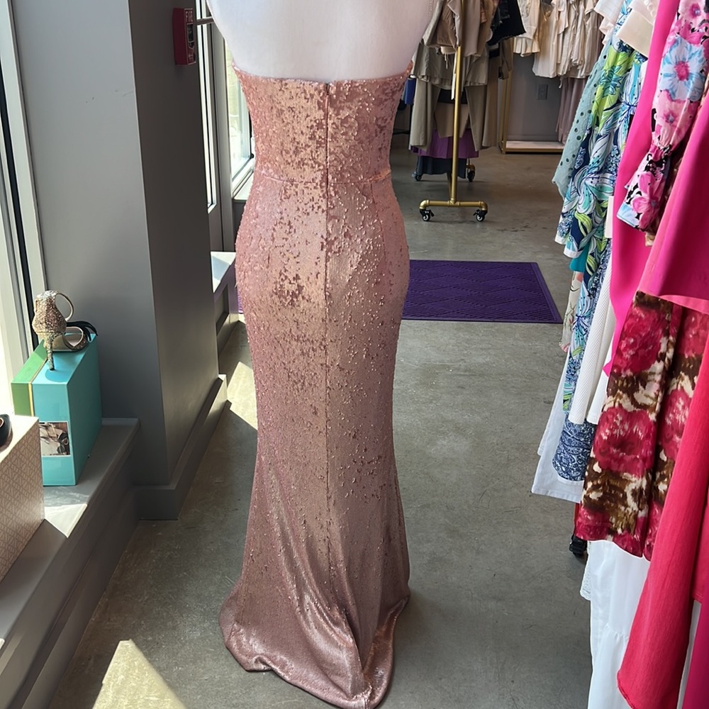 Dress the Population Ellen Strapless Blush Sequin Evening Dress - Picture 5 of 6